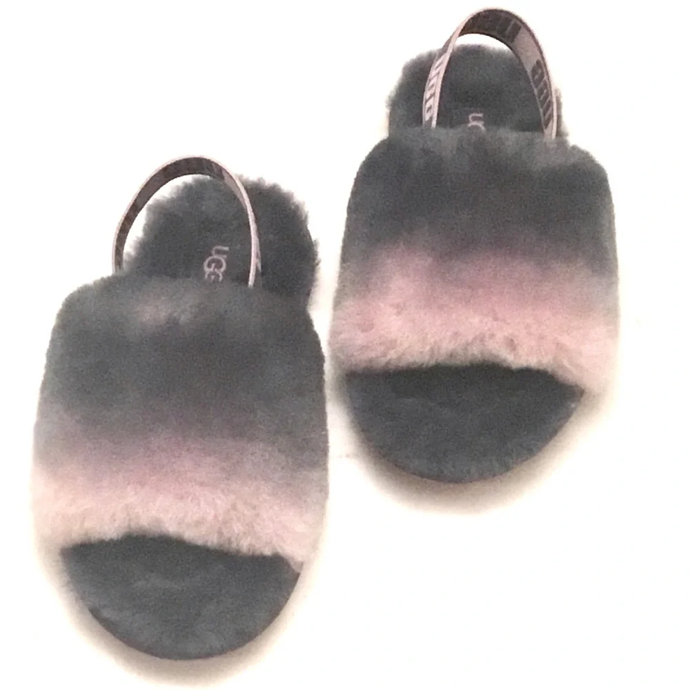 UGG Fluff Yeah Size 11 Slide Shoes Gradient Gray Pink Combo